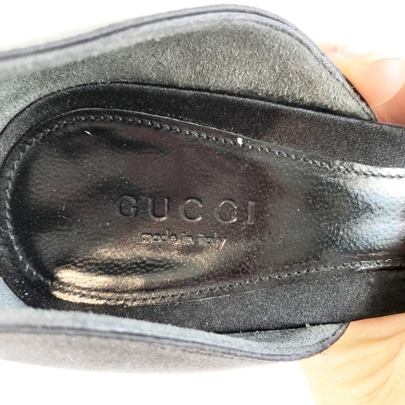 Gucci Black Horsebit Open Tie Hollywood Heels 7B - Picture 5 of 13